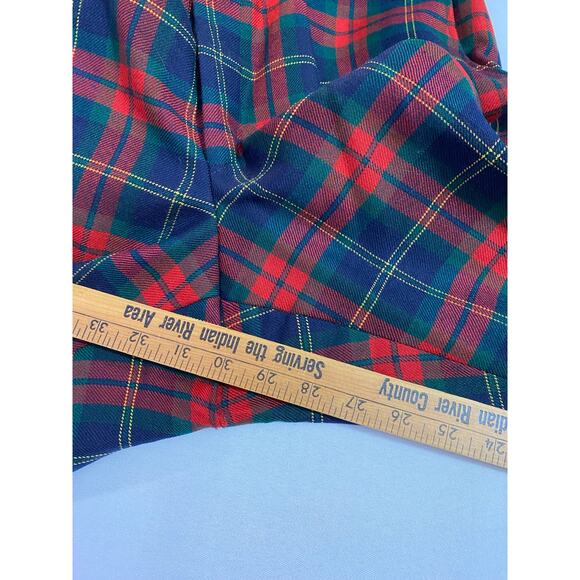 Vintage Lord & Taylor Wool Plaid Pants Size 38 Red Blue GreenTartan Style - Picture 4 of 8